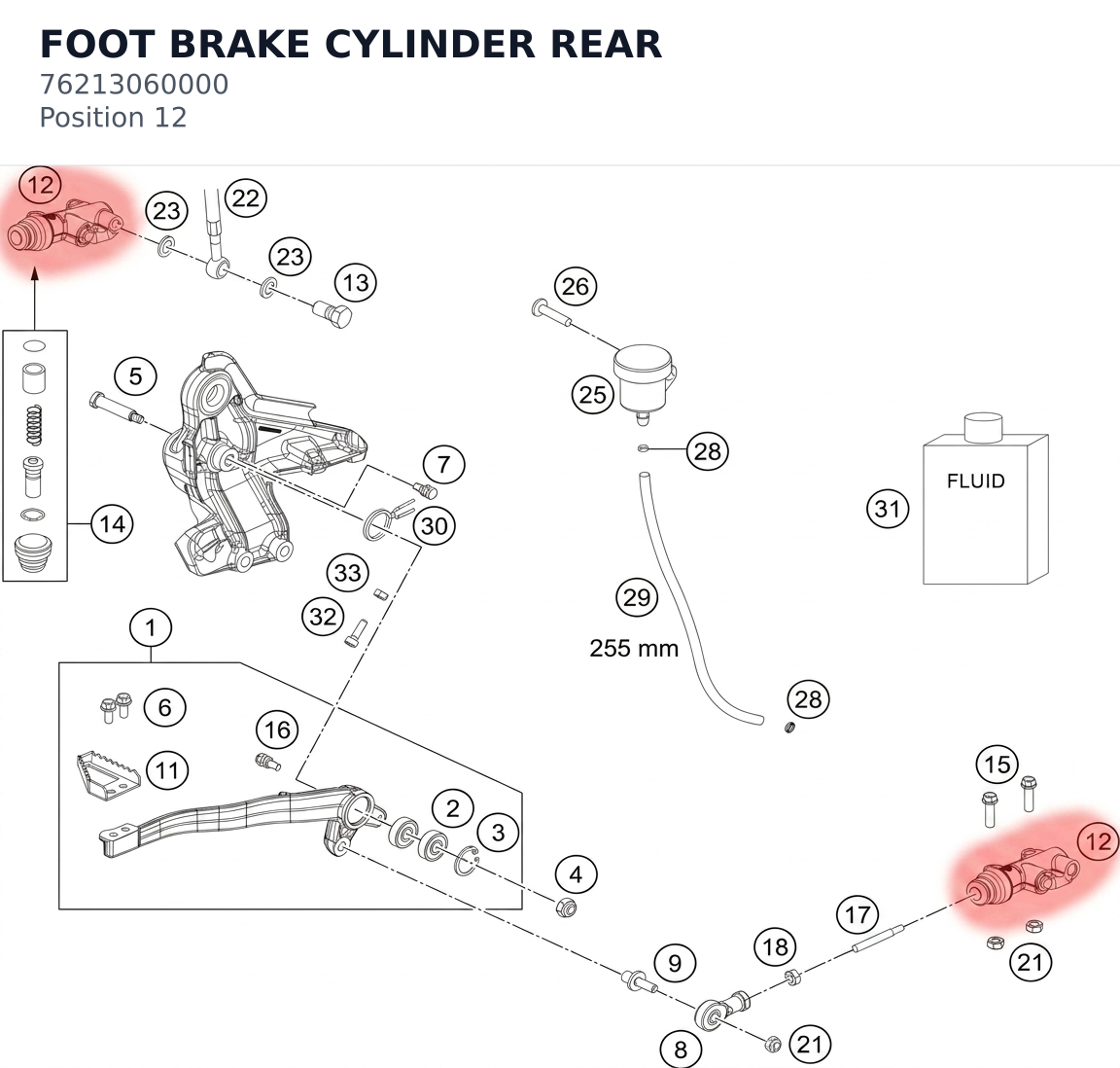 Diagram preview: FOOT BRAKE CYLINDER REAR (76213060000)