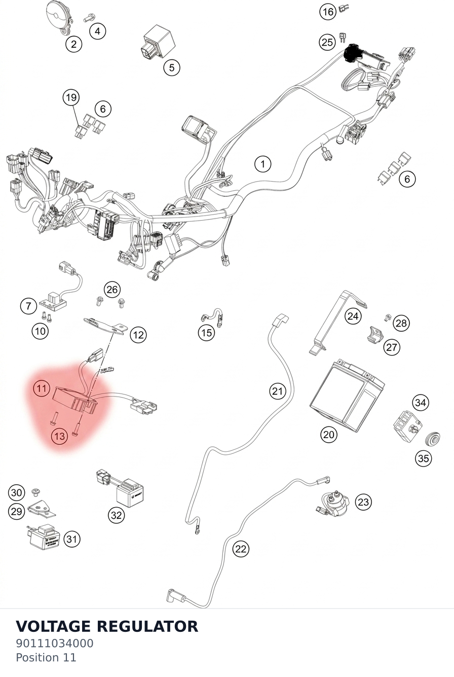 Diagram preview: VOLTAGE REGULATOR (90111034000)
