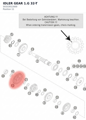 Diagram preview: IDLER GEAR 1.G 32-T (50333011600)
