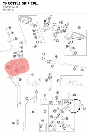 Diagram preview: THROTTLE GRIP CPL. (69002010200)