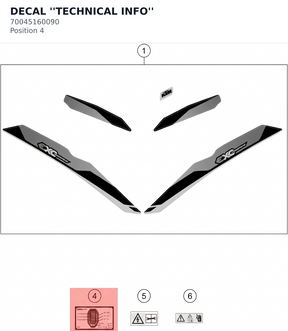 Diagram preview: DECAL ''TECHNICAL INFO'' (70045160090)
