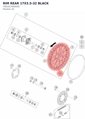 Diagram preview: RIM REAR 17X3.5-32 BLACK (7001017000030)