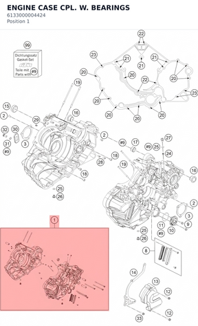 Diagram preview: ENGINE CASE CPL. W. BEARINGS (6133000004424)