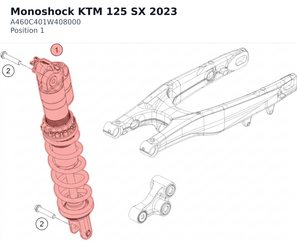 Diagram preview: Monoshock KTM 125 SX 2023 (A460C401W408000)
