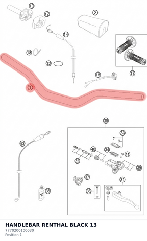 Diagram preview: HANDLEBAR RENTHAL BLACK     13 (7770200100030)