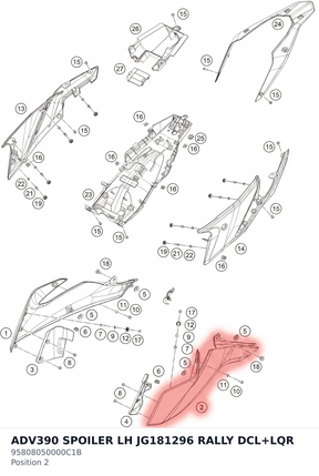 Diagram preview: ADV390 SPOILER LH JG181296 RALLY DCL+LQR (95808050000C1B)