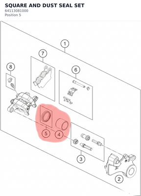 Diagram preview: SQUARE AND DUST SEAL SET (64113081000)