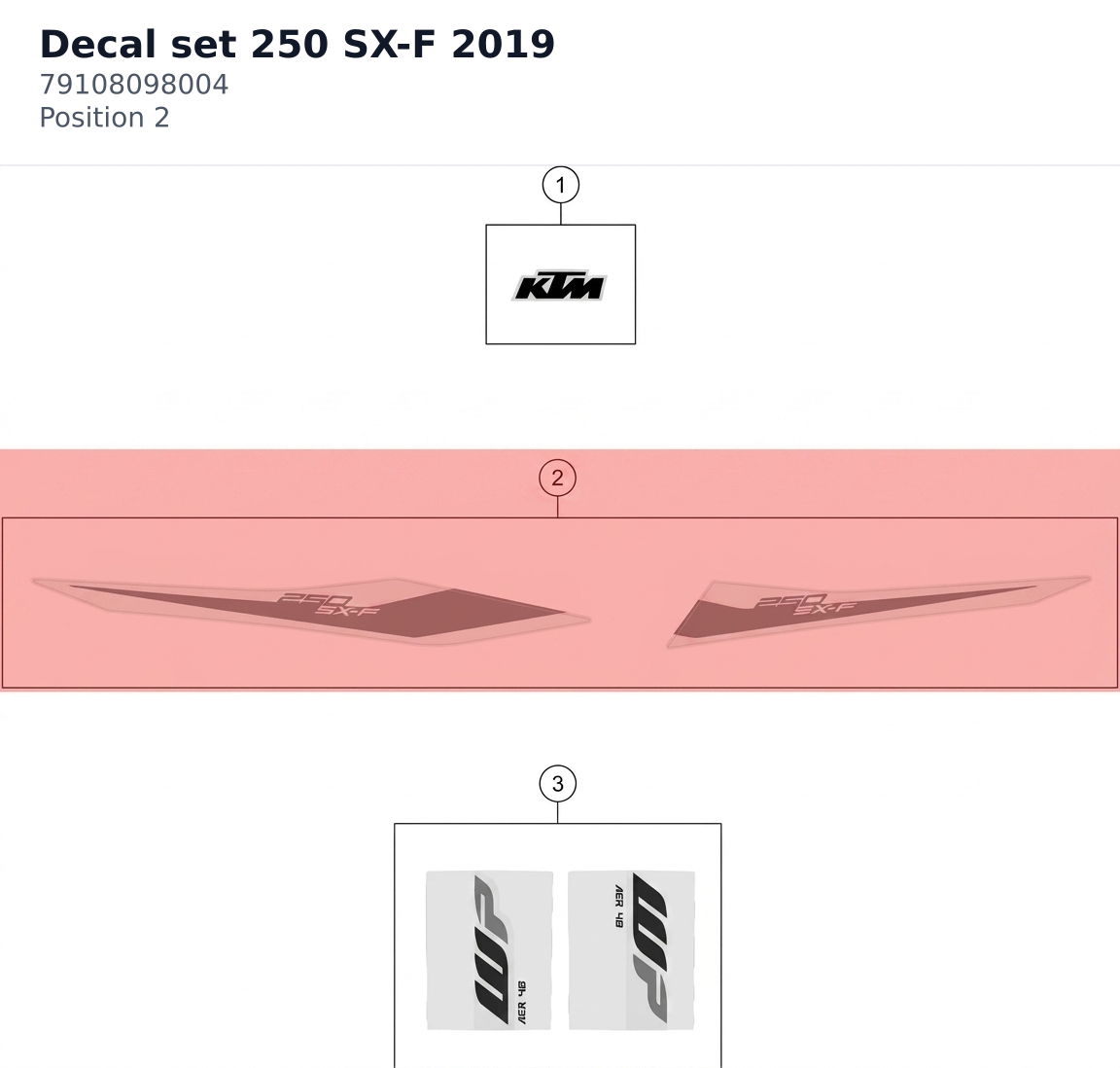 Diagram preview: Decal set 250 SX-F 2019 (79108098004)
