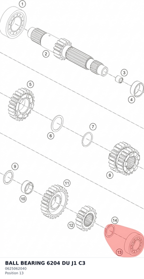 Diagram preview: BALL BEARING 6204 DU J1 C3 (0625062040)