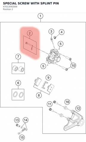Diagram preview: SPECIAL SCREW WITH SPLINT PIN (47013092000)