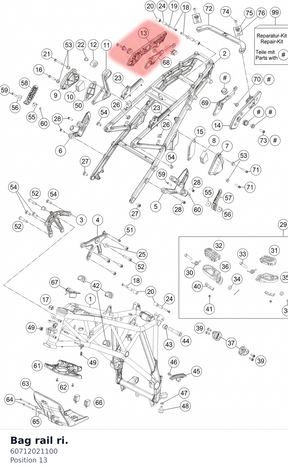 Diagram preview: Bag rail ri. (60712021100)