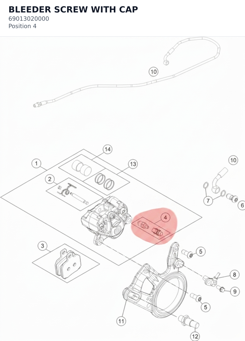 Diagram preview: BLEEDER SCREW WITH CAP (69013020000)