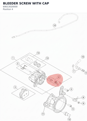 Diagram preview: BLEEDER SCREW WITH CAP (69013020000)