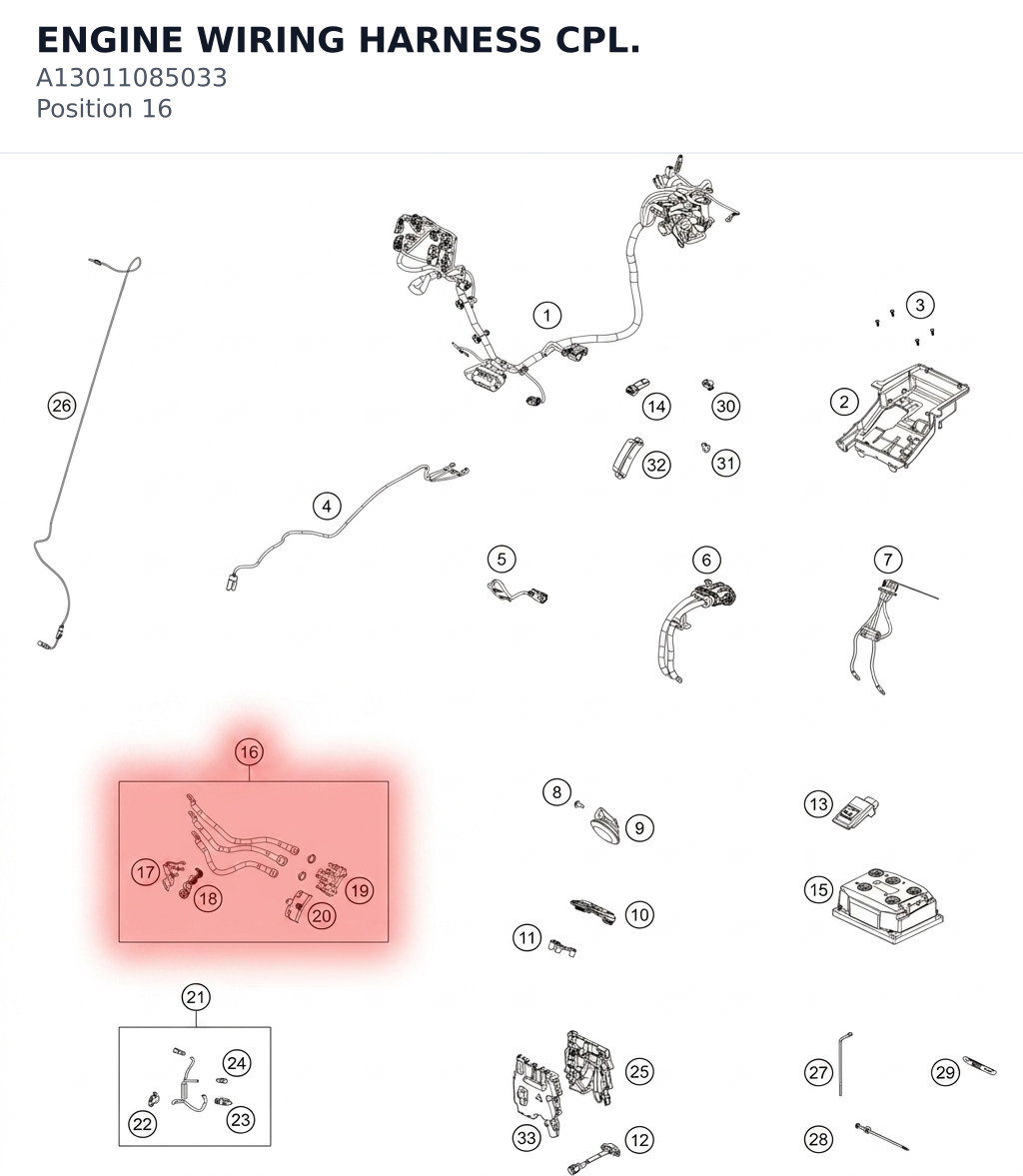 Diagram preview: ENGINE WIRING HARNESS CPL. (A13011085033)