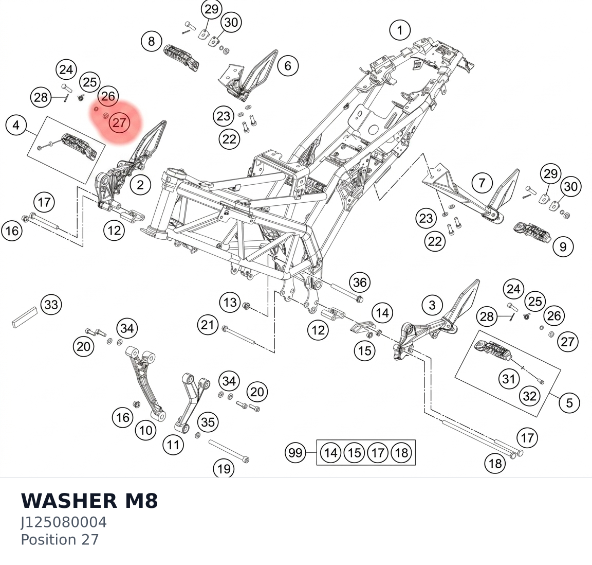 Diagram preview: WASHER M8 (J125080004)