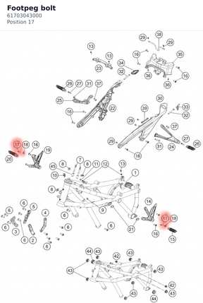 Diagram preview: Footpeg bolt (61703043000)