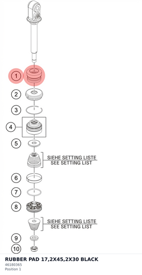Diagram preview: RUBBER PAD 17,2X45,2X30 BLACK (46180365)