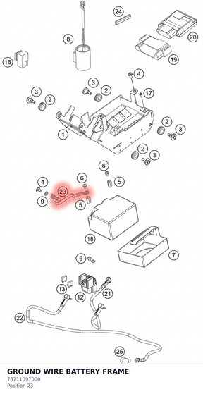 Diagram preview: GROUND WIRE BATTERY FRAME (76711097000)