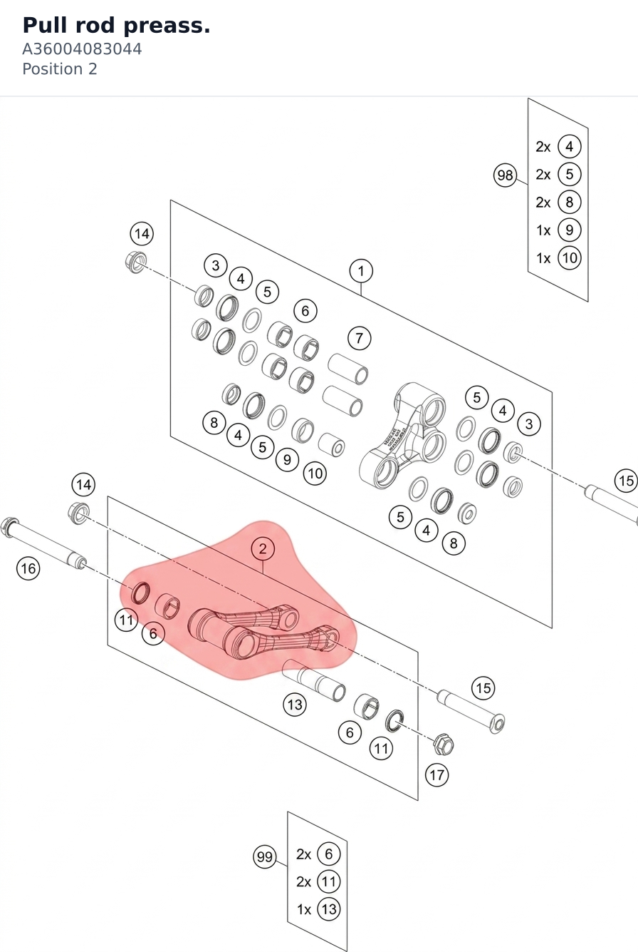 Diagram preview: Pull rod preass. (A36004083044)
