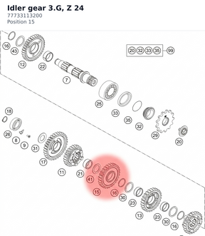 Diagram preview: Idler gear 3.G, Z 24 (77733113200)