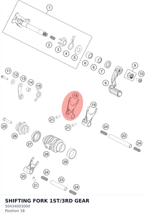 Diagram preview: SHIFTING FORK 1ST/3RD GEAR (50434003000)