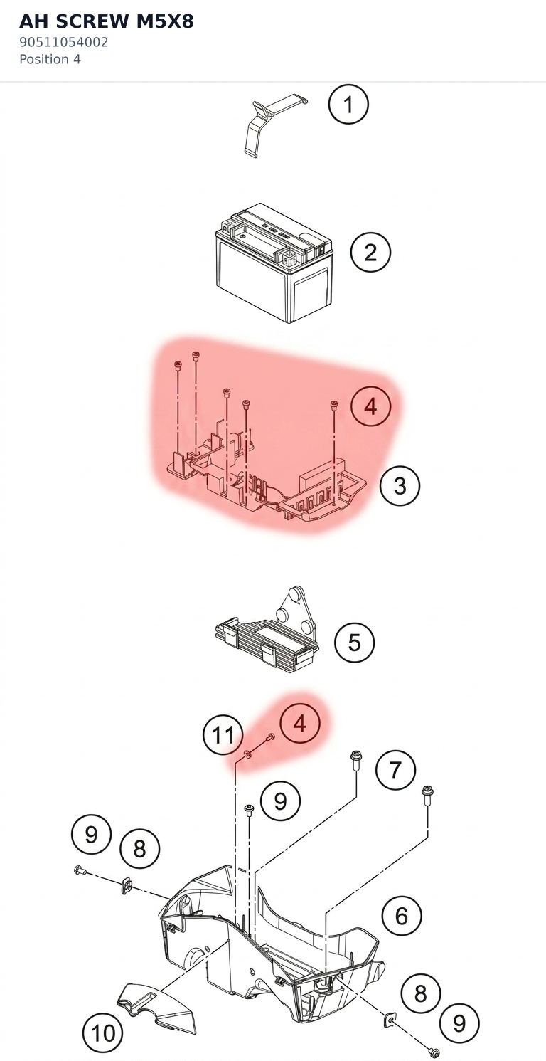 Diagram preview: AH SCREW M5X8 (90511054002)