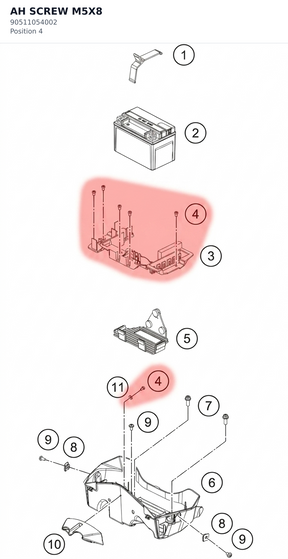 Diagram preview: AH SCREW M5X8 (90511054002)