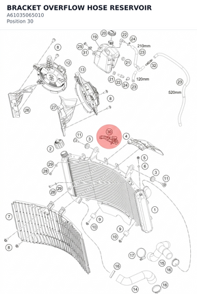 Diagram preview: BRACKET OVERFLOW HOSE RESERVOIR (A61035065010)