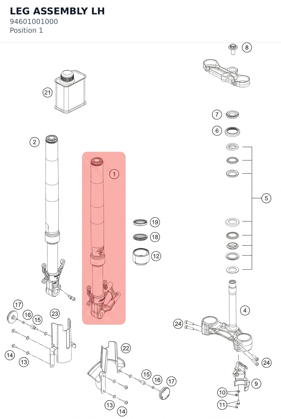 Diagram preview: LEG ASSEMBLY LH (94601001000)