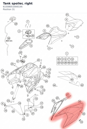 Diagram preview: Tank spoiler, right (61508051000CAA)