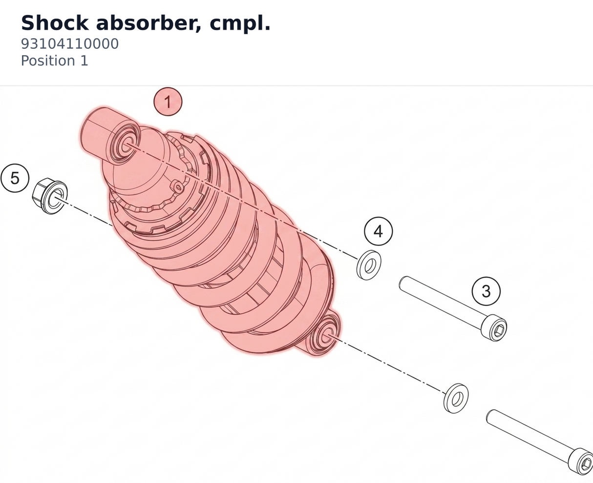Diagram preview: Shock absorber, cmpl. (93104110000)