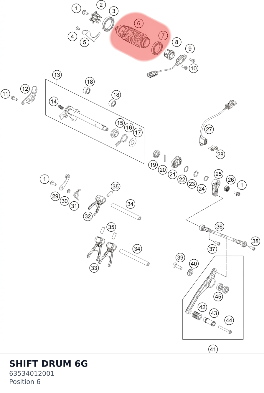Diagram preview: SHIFT DRUM 6G (63534012001)