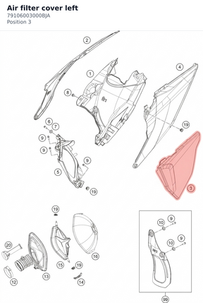Diagram preview: Air filter cover left (79106003000BJA)