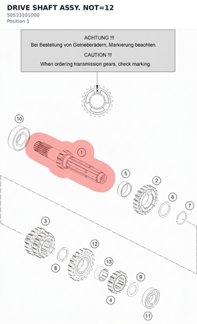 Diagram preview: DRIVE SHAFT ASSY. NOT=12 (50533101000)