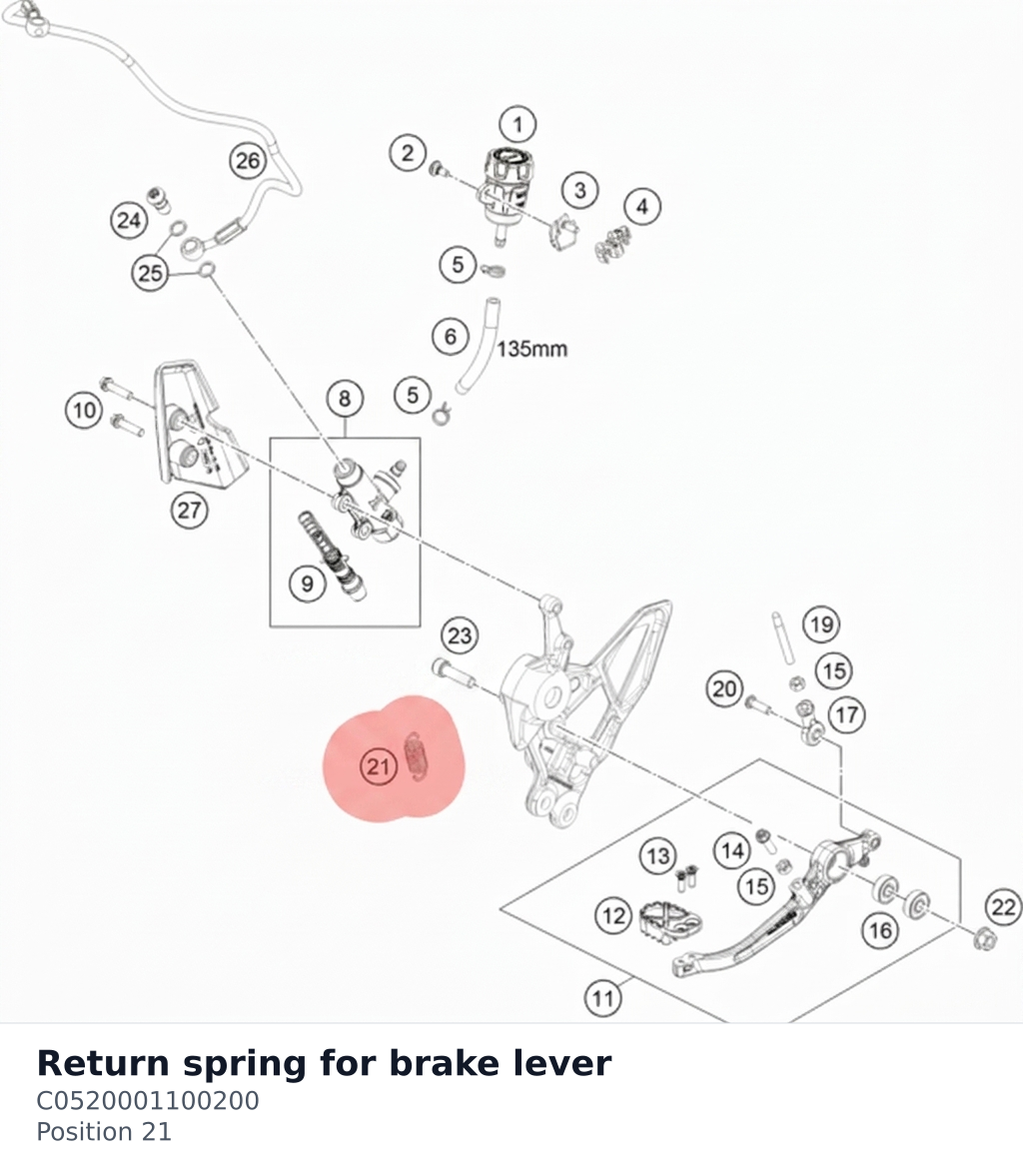 Diagram preview: Return spring for brake lever (C0520001100200)