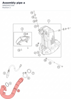 Diagram preview: Assembly pipe a (90605007100)