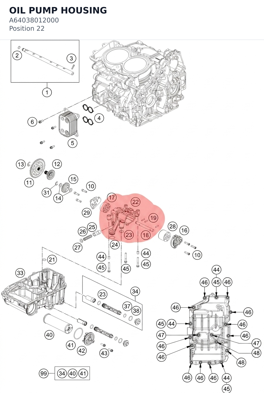 Diagram preview: OIL PUMP HOUSING (A64038012000)