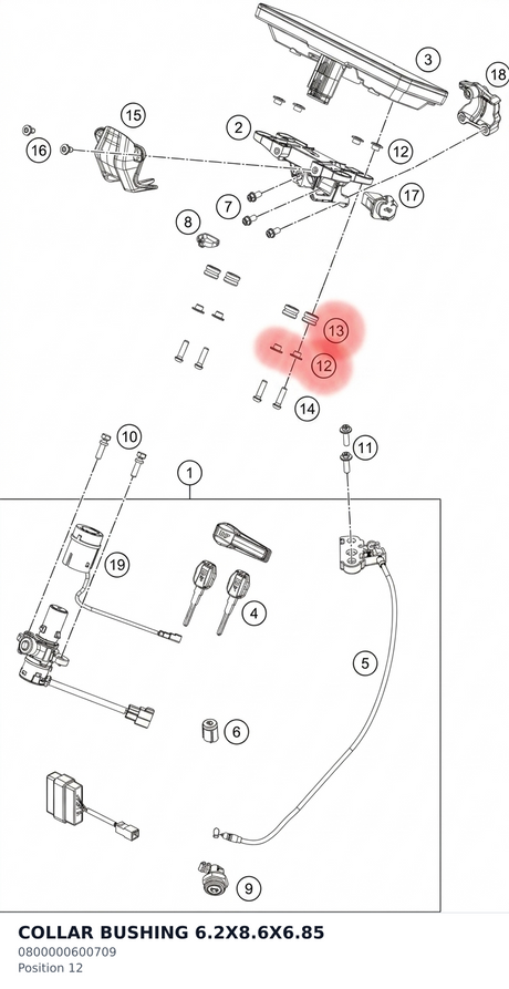 Diagram preview: COLLAR BUSHING 6.2X8.6X6.85 (0800000600709)