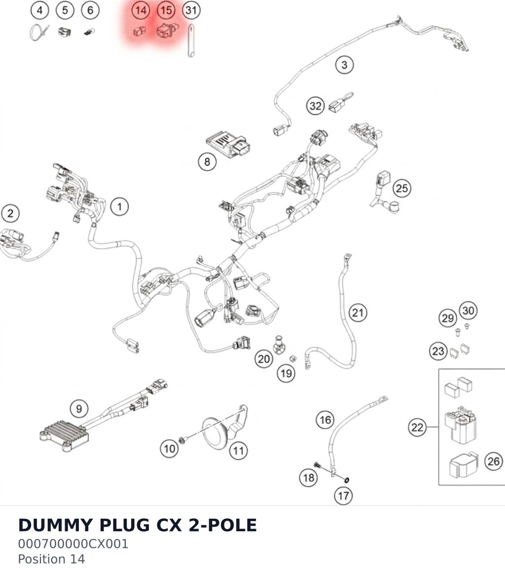 Diagram preview: DUMMY PLUG CX 2-POLE (000700000CX001)