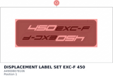 Diagram preview: DISPLACEMENT LABEL SET EXC-F 450 (A49008078106)