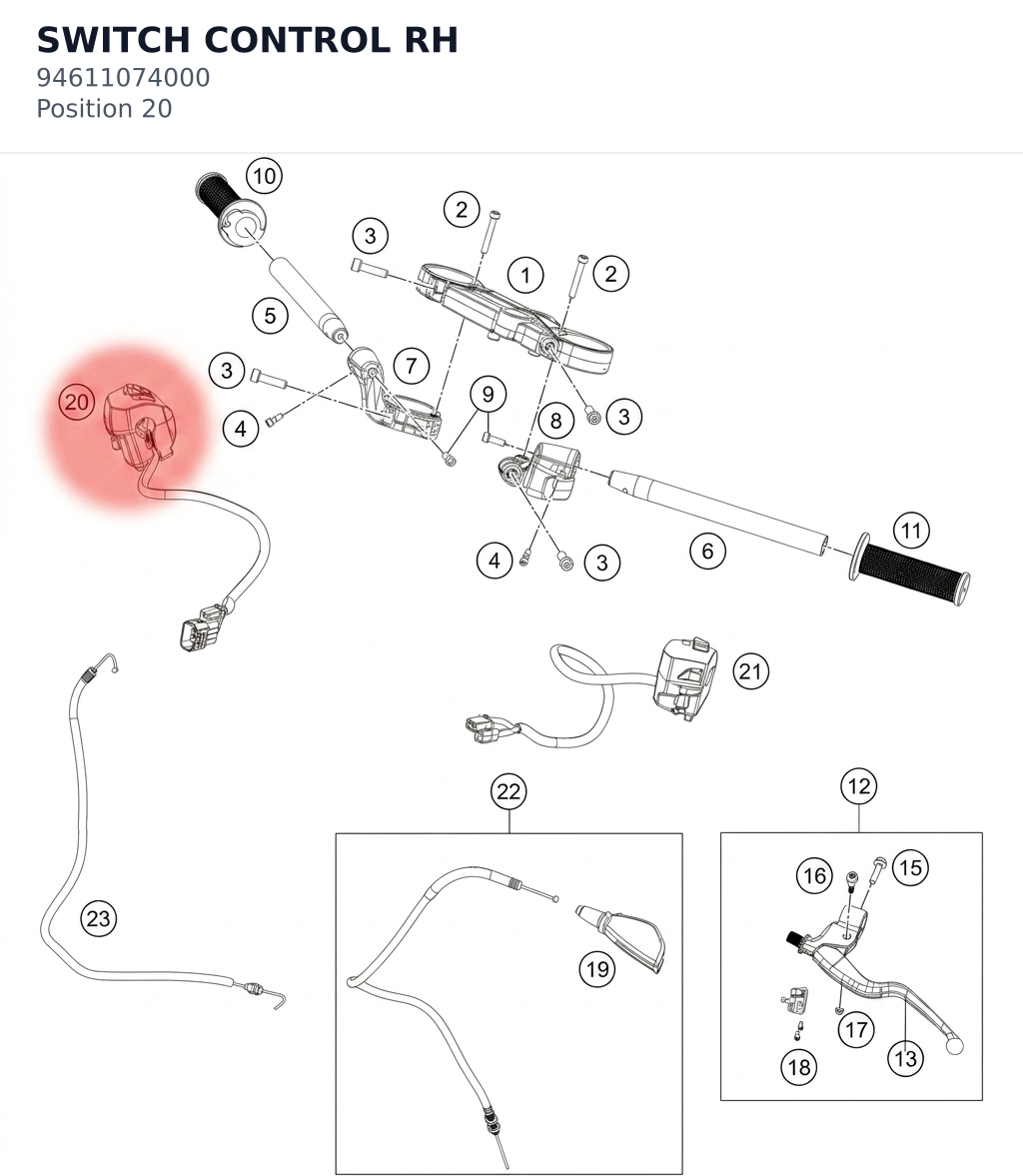 Diagram preview: SWITCH CONTROL RH (94611074000)