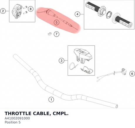 Diagram preview: THROTTLE CABLE, CMPL. (A41002091000)