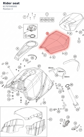 Diagram preview: Rider seat (61707040000)
