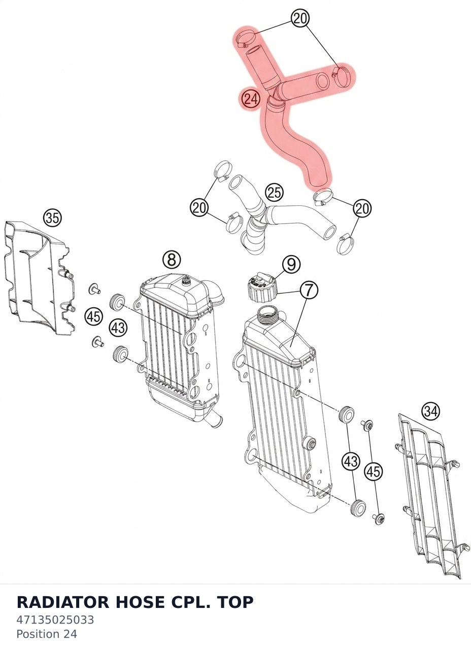 Diagram preview: RADIATOR HOSE CPL. TOP (47135025033)