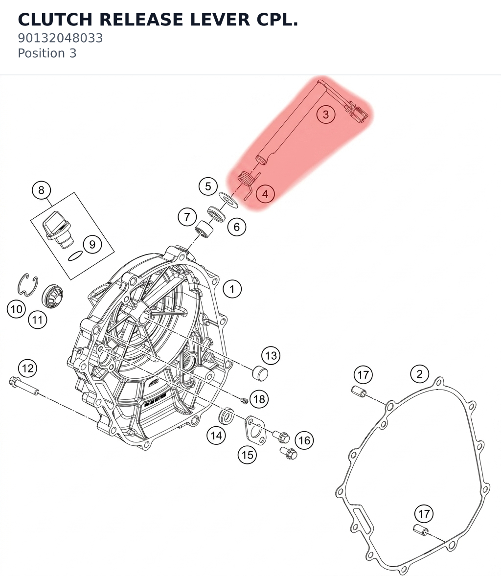 Diagram preview: CLUTCH RELEASE LEVER CPL. (90132048033)