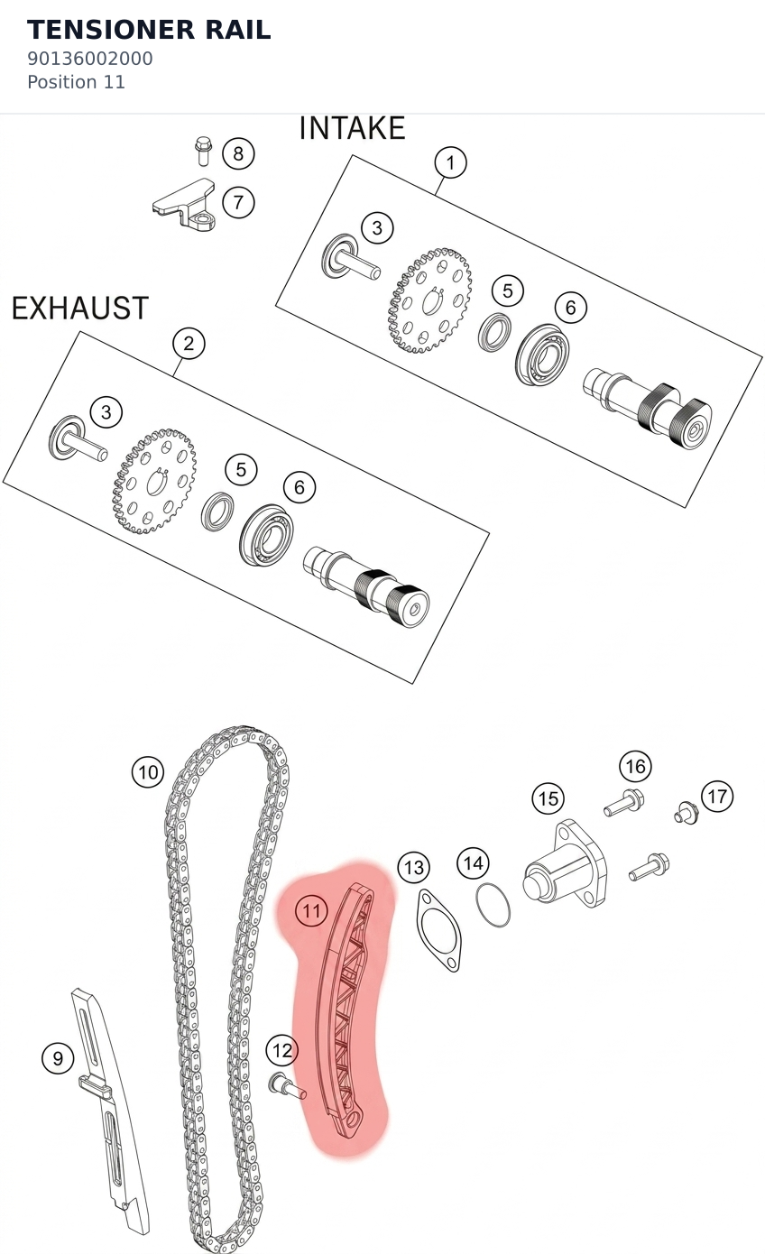 Diagram preview: TENSIONER RAIL (90136002000)