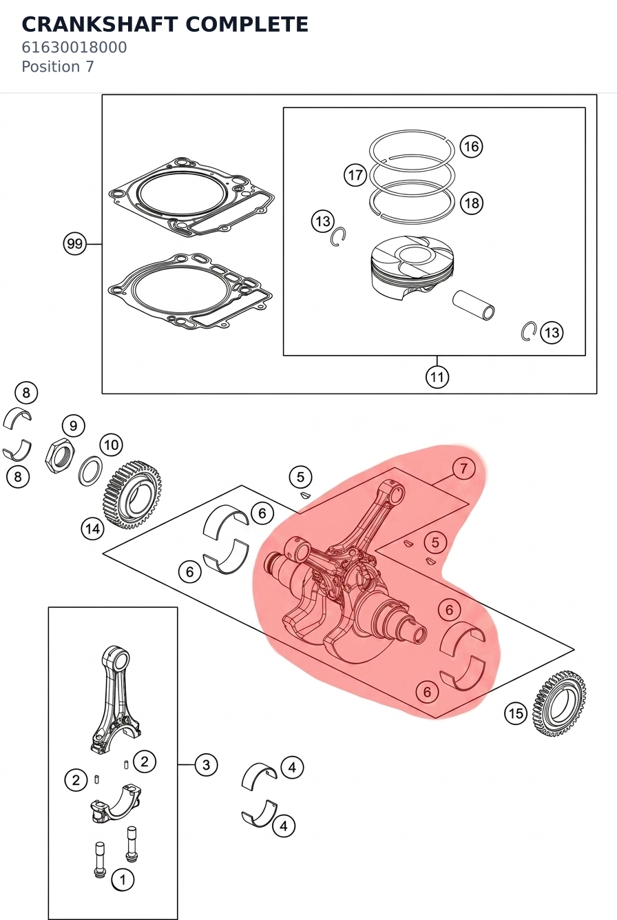 Diagram preview: CRANKSHAFT COMPLETE (61630018000)