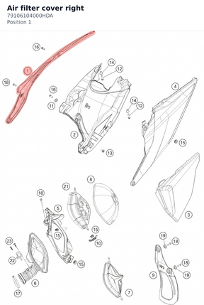 Diagram preview: Air filter cover right (79106104000HDA)