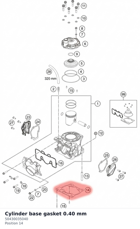 Diagram preview: Cylinder base gasket 0.40 mm (50430035040)