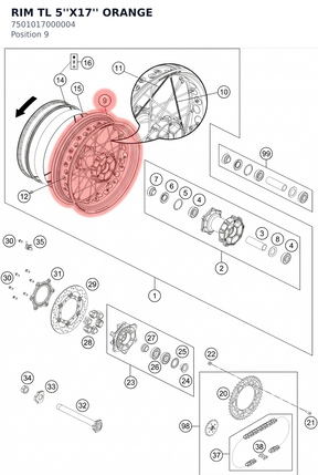 Diagram preview: RIM TL 5''X17'' ORANGE (7501017000004)